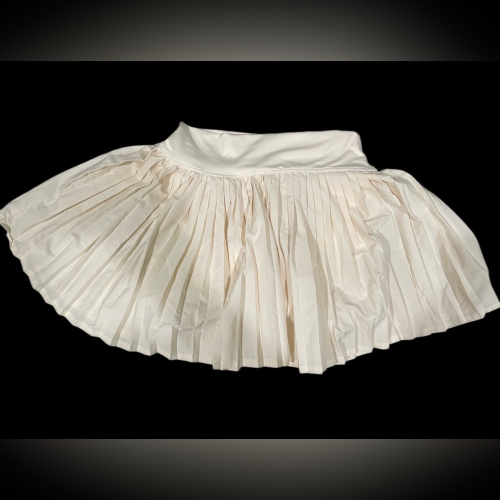 Pleated Mini Skirt in Cream - Women's Skirt